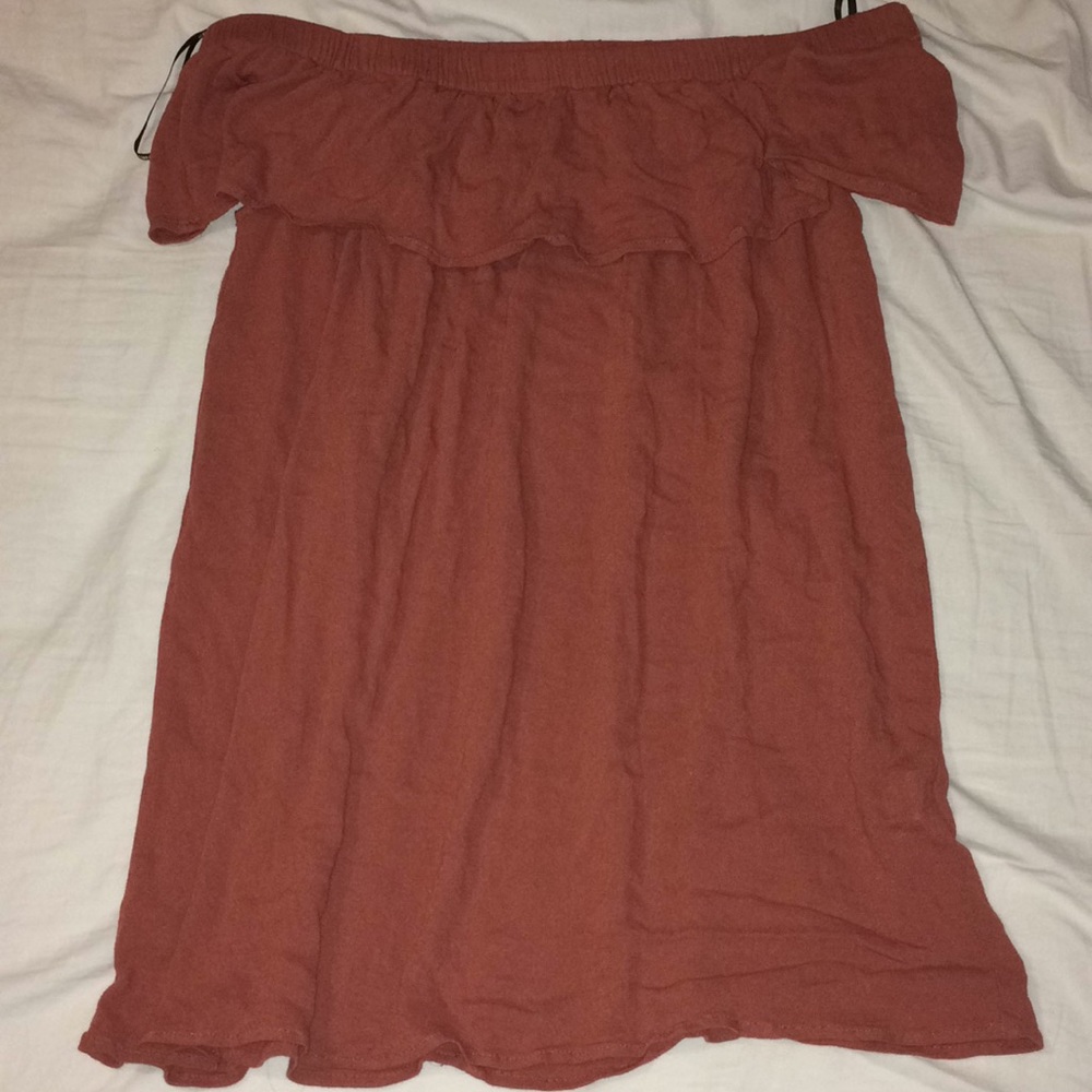 FOREVER 21 rusty red off the shoulder dress